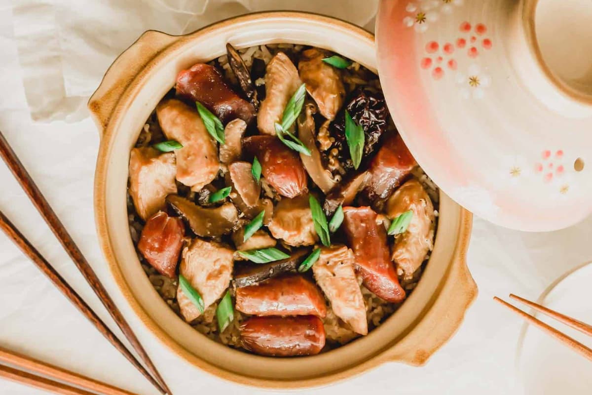 A dish of Claypot Chicken Rice.