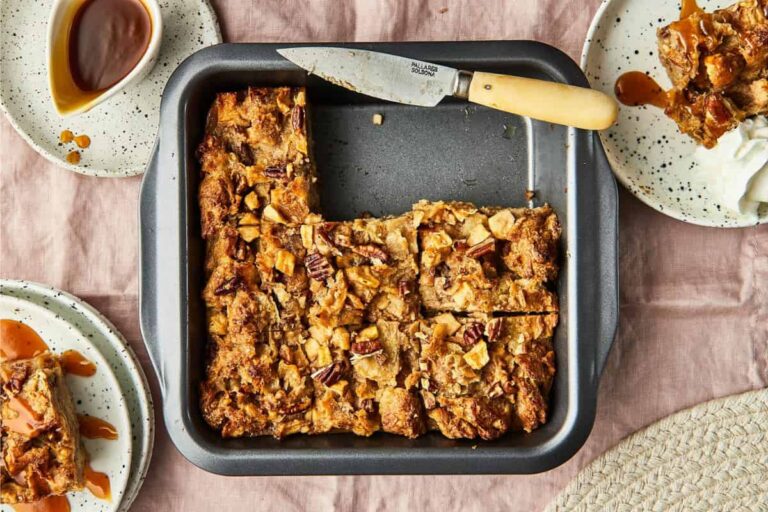A dish of Croissant Bread Pudding.