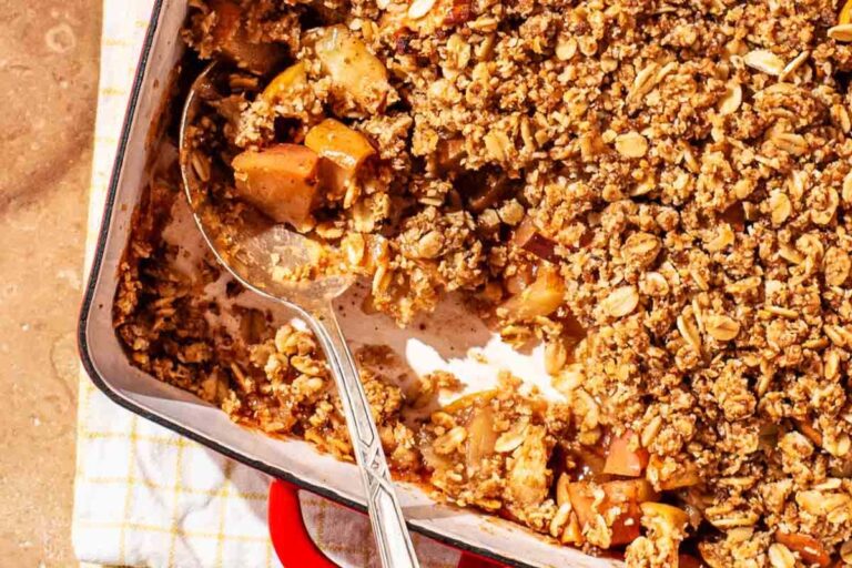 A dish of Gluten-Free Apple Crisp.