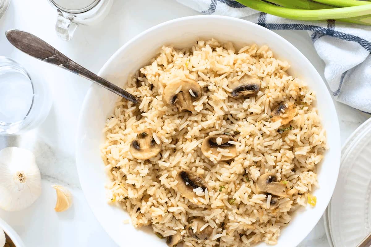 A dish of Mushroom Rice.