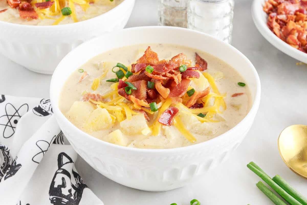 A dish of Crockpot Potato Soup.