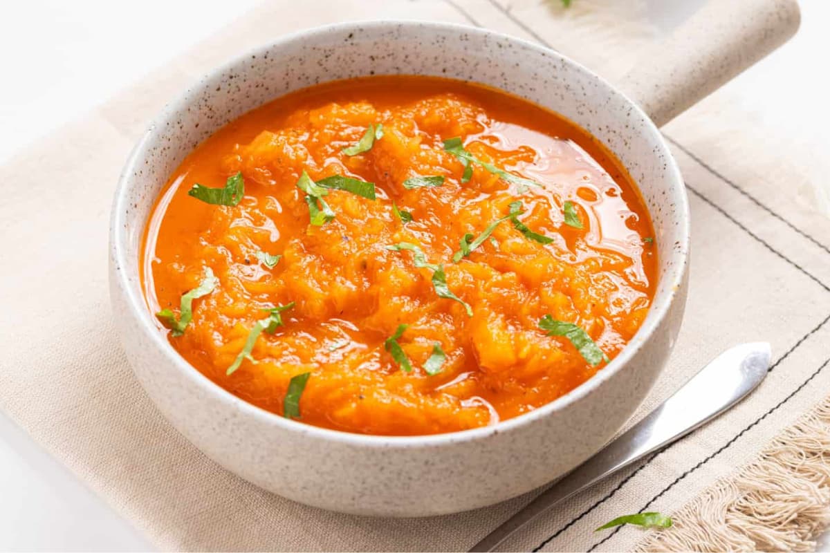 A dish of Spaghetti Squash Soup.
