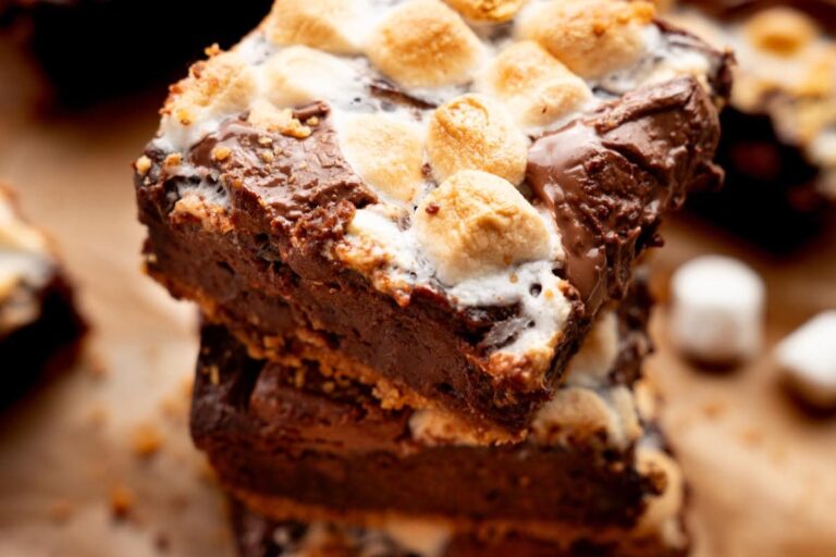 A dish of Sweet Potato S’mores Brownies.