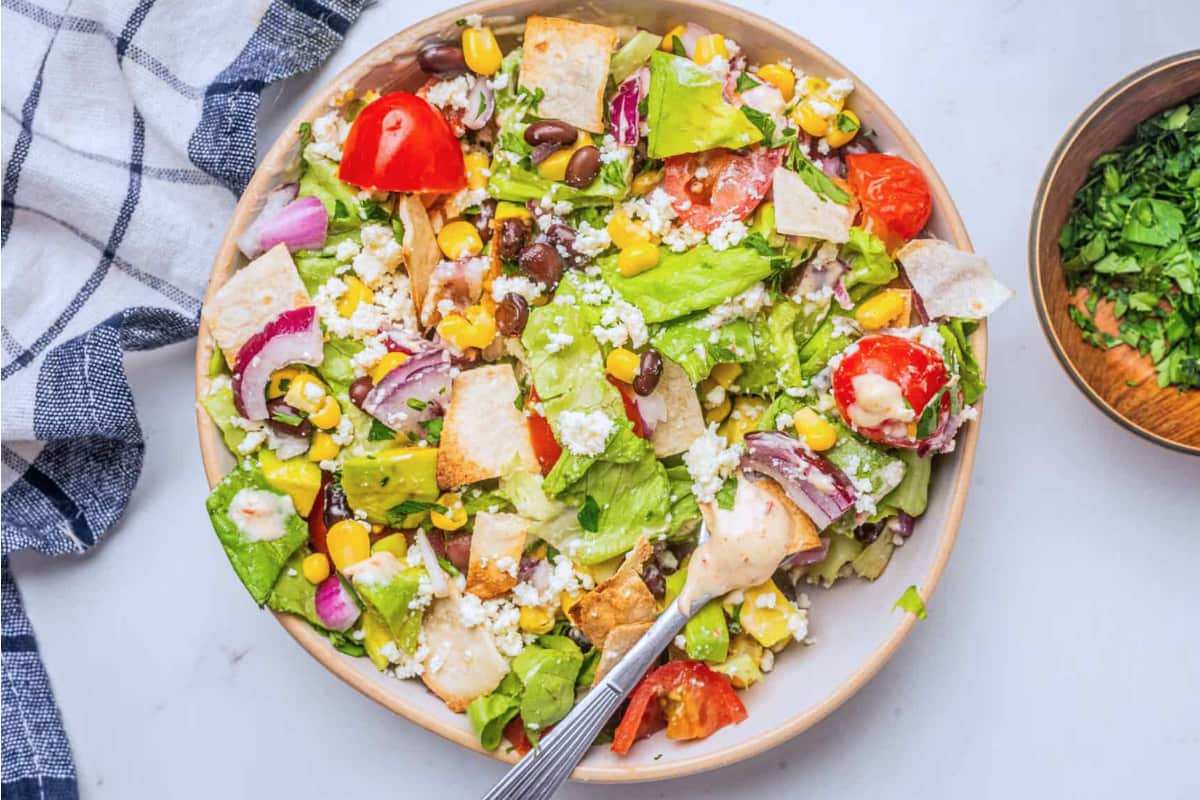 A dish of Veggie Taco Salad.