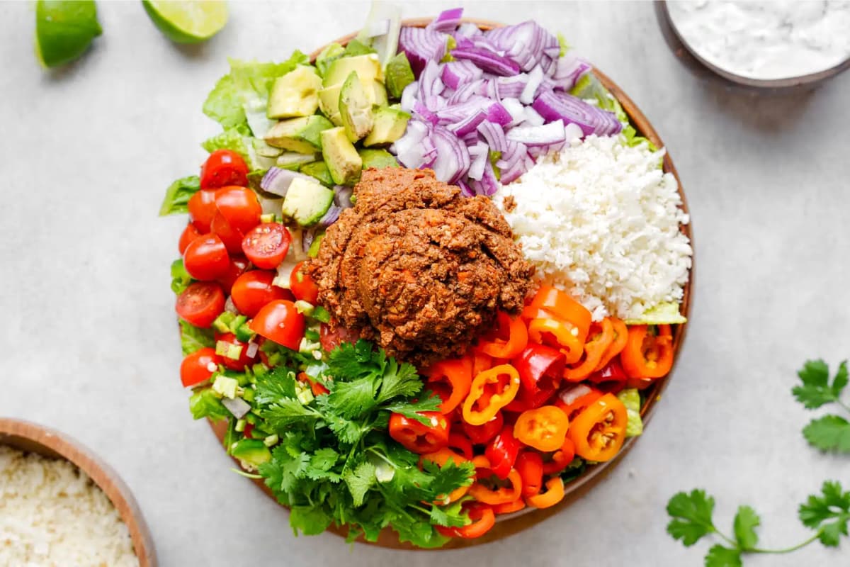 A dish of Raw Vegan Taco Salad.