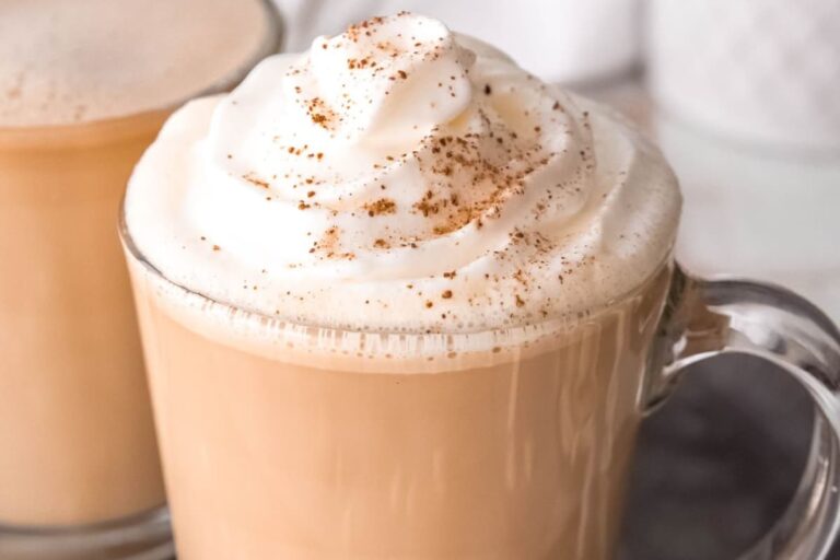 A mug of White Mocha (Starbucks Copycat).